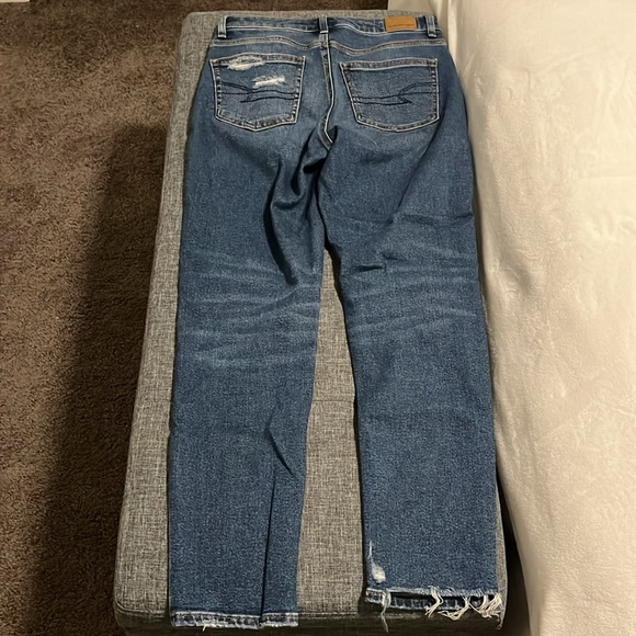 American Eagle Mom Jeans- Dark Wash Distressed - Picture 7 of 9